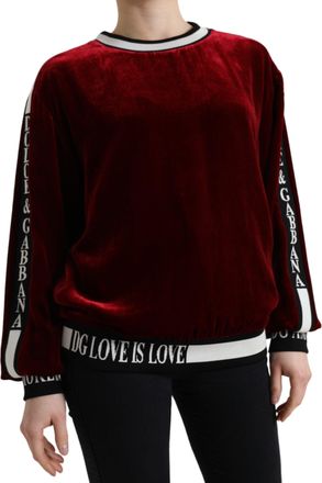 Dolce & Gabbana Womens Velvet Crew Neck Sweater Red Viscose Silk