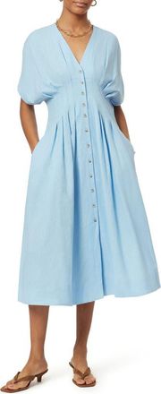 Scotch & Soda Dolman Sleeve Linen Blend Midi Dress in Cerulean at Nordstrom Rack, Size X-Small