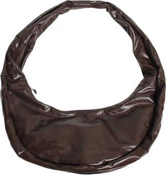 Generic Women Crescent Shoulder Bag PU Leather Vintage Crossbody Bag Large Capacity Simple Sling Handbag Female Commute Bag (Coffee)