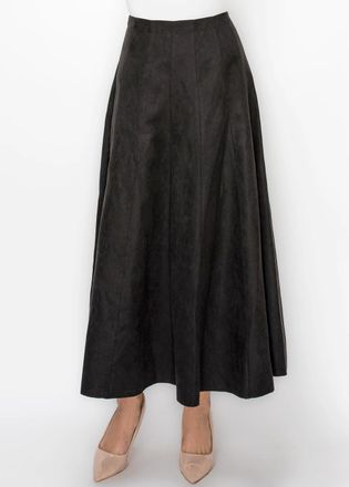 YAL New York Ankle Length Suede Look Skirt in Black