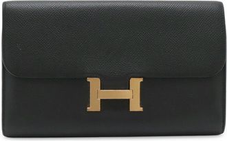 Herm&egrave;s Constance Black Epsom Leather Long Wallet (Bi-Fold) (Pre-Owned)