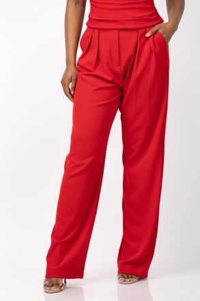 The Sei Double Pleat High-Waist Trousers In Crimson
