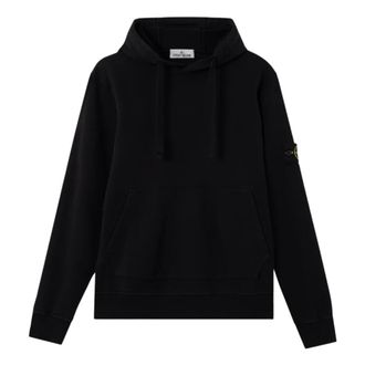 Stone Island Hoodies, male, Black, Size: 2XL Regular Fit Hooded Sweatshirt With Pouch Pocket