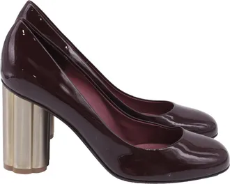 Ferragamo Ferragamo Lucca Block Heel Pumps in Burgundy Patent Leather