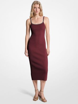 Michael Kors Chain Ribbed Stretch Knit Midi Dress