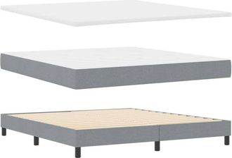 vidaXL Cama Box Spring Con Colch&oacute;n Gris Claro 180 X 200 Cm Tela Vidaxl