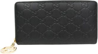 Gucci Pre-owned Interlocking G Round Zipper Long Wallet 409342 - Dames - Vintage Accessoires - Zwart - ONE Size - Leer - Vintage