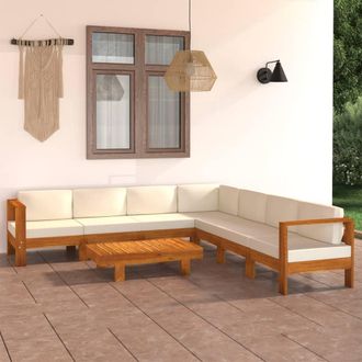 vidaXL Vidaxl - Conjunto De Jard&iacute;n 8 Piezas Con Cojines 100x60 Cm Madera De Acacia