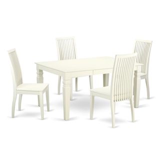 East West Furniture Dining Room Set Linen White, WEIP5-LWH-W
