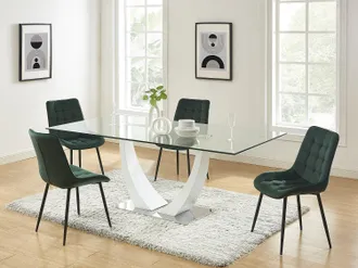 Vente-Unique Sedia imbottita in Velluto e Metallo Nero Verde - Lotto di 6 - OLLUA