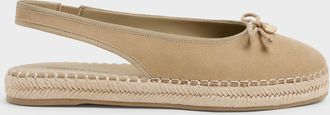 Charles & Keith Faux Suede Bow Slingback Espadrilles