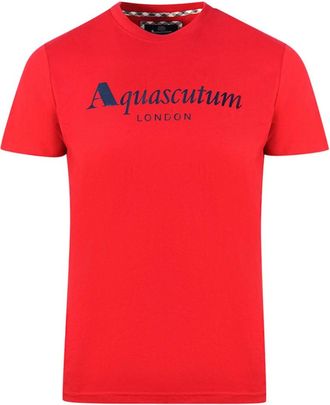 Aquascutum Mens Aquascutum London Brand Logo Red T-Shirt - Size: 38