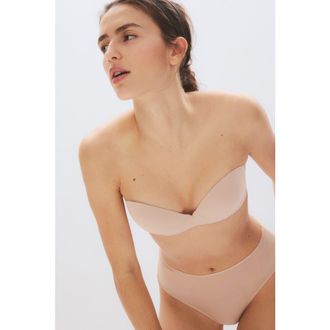 H&M Microfiber super push-up balconette bra in Beige at Nordstrom, Size 34D