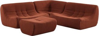 Sweeek Sof&aacute; envasado al vac&iacute;o esquinero modular de borreguito texturizado con