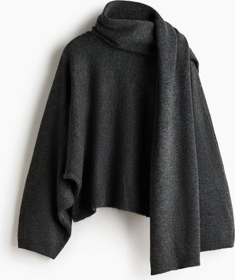 H&M Oversized Pullover mit Schaldetail - Schwarz