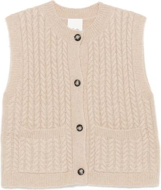 Allude Cable-knit Button-up Cardigan