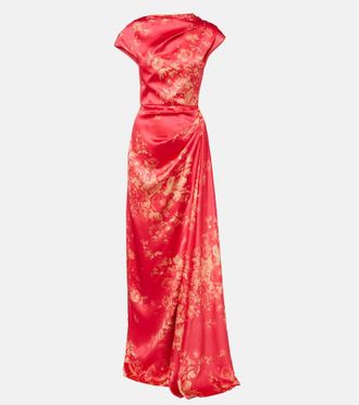 Erdem Draped floral duchess satin gown