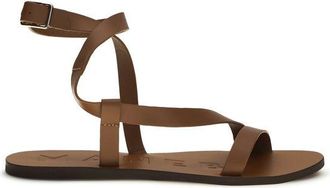 Maneb&igrave; Bruine Kalfsleren Bos Taurus Platte Sandalen