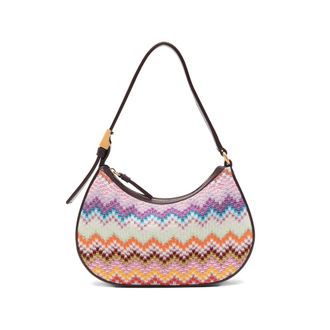 Missoni Mini Zigzag-knit Leather-trim Shoulder Bag