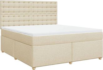 vidaXL Cama Box Spring Con Colch&oacute;n Tela Color Crema 180x200 Cm Vidaxl