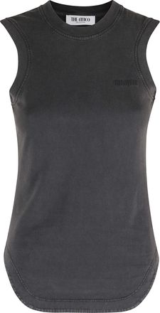 The Attico Black Washed Round-Neck Cotton Tank Top