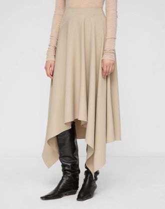 Lafayette 148 New York Responsible Stretch Wool Handkerchief Skirt In Plaster