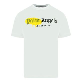Palm Angels Mens LA Spray Paint Logo White T-Shirt material_cotton - Size X-Small