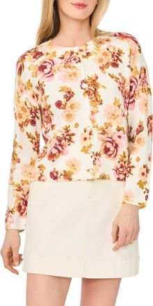 Ted Baker Floral Button Front Crop Cardigan in New Ivory at Nordstrom Rack, Size X-Small
