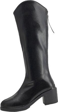 Generic Black Ladies Comfortable Mid-Calf Boots with Thick Sole and Thick Heel Design Ideal for Fall and Winter Outings Versatile and Stylish