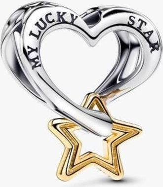 Pandora Sterling Silver And 14K Gold-Plated Lucky Star & Heart Charm