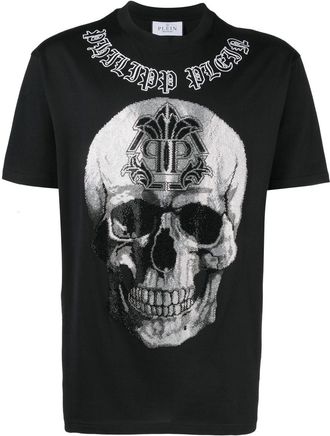Philipp Plein Gothic Banner short-sleeve T-shirt - men - Cotton/Elastane - XXXXL - Black
