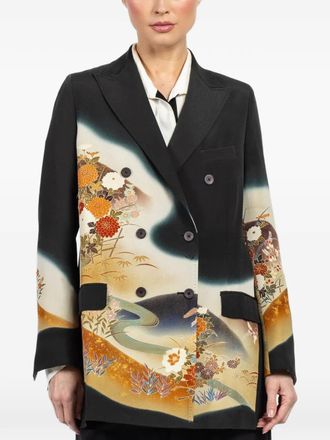 Ibrigu flared printed double-breasted jacket - Zwart