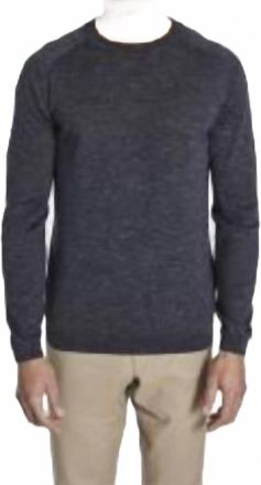 Jack Victor Long Sleeve Crew Neck Tee In Navy Suede