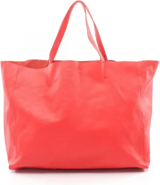 Celine Red Color Leather Handbag Tote Bag (Pre-Owned)