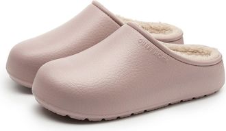 Generic Size 5.5 Waterproof Slippers Mules Fur Lined Clogs Winter Fuzzy Slippers for Women Men Indoor and Outdoor Slip on Nurse Shoes Work Garden Slipper Purp