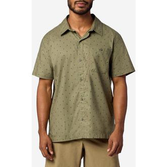 Marmot Cedrus Organic Cotton Blend Short Sleeve Button-Up Shirt in Olive Grove Sprout at Nordstrom, Size Xx-Large