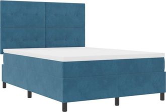 vidaXL Box Spring Bed with Mattress Dark blue 160 x 200 cm Velvet vidaXL