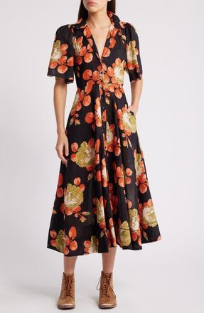 The Great. The Bridge Floral Print Dress in Cabbage Rose Print at Nordstrom Rack, Size 3