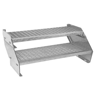 MonsterShop Adjustable 2 Section Galvanised Staircase - 900mm Wide in Silver
