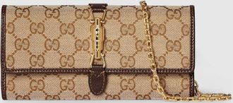 Gucci Jackie Wallet On Chain, Beige, GG Canvas