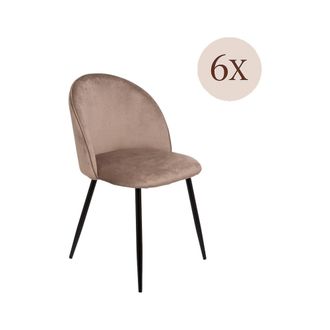 Dmora Juego De 6 Sillas Stinson, Sill&oacute;n Tapizado En Terciopelo, Silla De Comedor Tapizada, Asiento De Reuni&oacute;n, 51 X 54 X 82 Cm, Gris Paloma