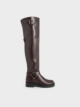 Charles & Keith Davina Buckled Thigh-High Boots