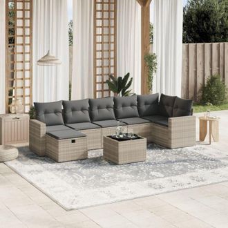 vidaXL Vidaxl - Set De Sof&aacute;s De Jard&iacute;n 8 Pzas Y Cojines Rat&aacute;n Sint&eacute;tico Gris
