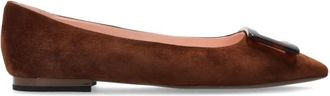 Roger Vivier Gommettine Suede Ballerinas - Dames - Ballerinas - Bruin - 41 EU - Su&egrave;de - Schoenen