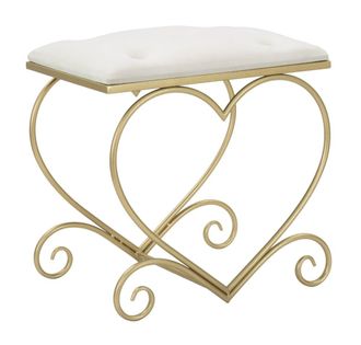 Mauro Ferretti Taburete en forma de coraz&oacute;n en tela beige cm 50x37,5x51,5