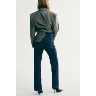 H&M Straight high jeans in Dark Denim Blue at Nordstrom, Size 18