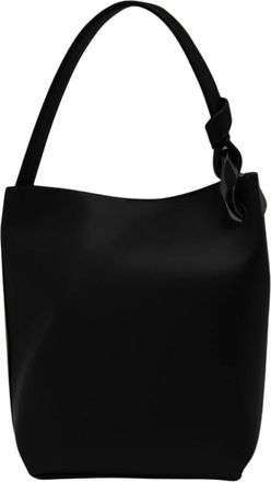 J.W.Anderson Tassen, Dames, Zwart, ONE Size, Leer, Elegante Hoek Bucket Bag