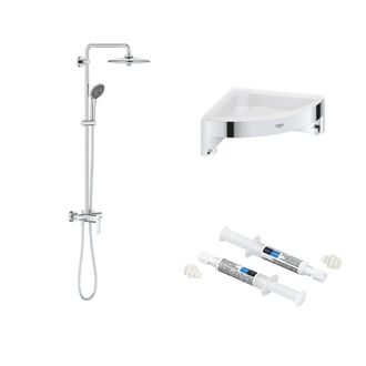 GROHE Columna De Ducha Mec&aacute;nica Grohe Vitalio Joy 260 + Estante Esquinero Grohe Start Cube + Pegamento Quickglue