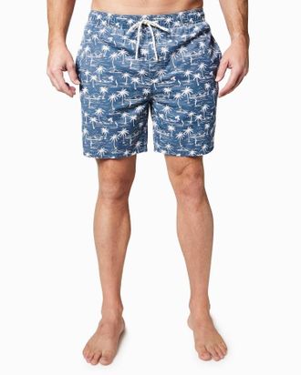 Toes on the Nose Mens Malibu Volley Swim Trunk In Ocean Scenic