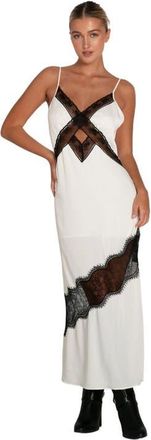 Belle & Bloom Heavenly Bodies Lace Slip Dress in White/black at Nordstrom, Size X-Small Au